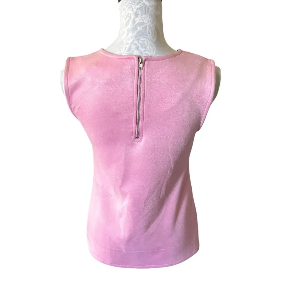 Jude Connally Pink Faux Suede Sleeveless Top Shirt Blouse Womens Xsmall Size XS - Image 3