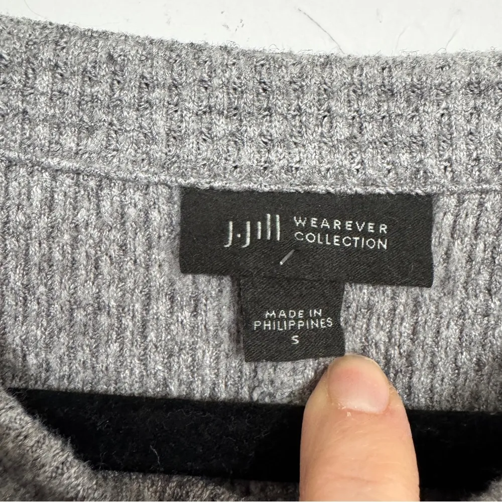 J Jill Wearever Grey Waffle Knit Short Sleeve Sweater Womens S Lagenlook Slouchy - Image 7