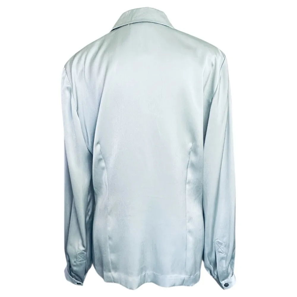 Liz Claiborne  Blue Gray Button Down Shirt Relaxed Notched Collar - Image 6