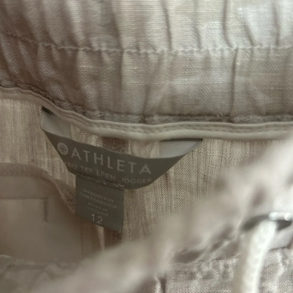 Athleta Joggers Cabo Tide Linen Jogger Pants Camo Beige - Image 5