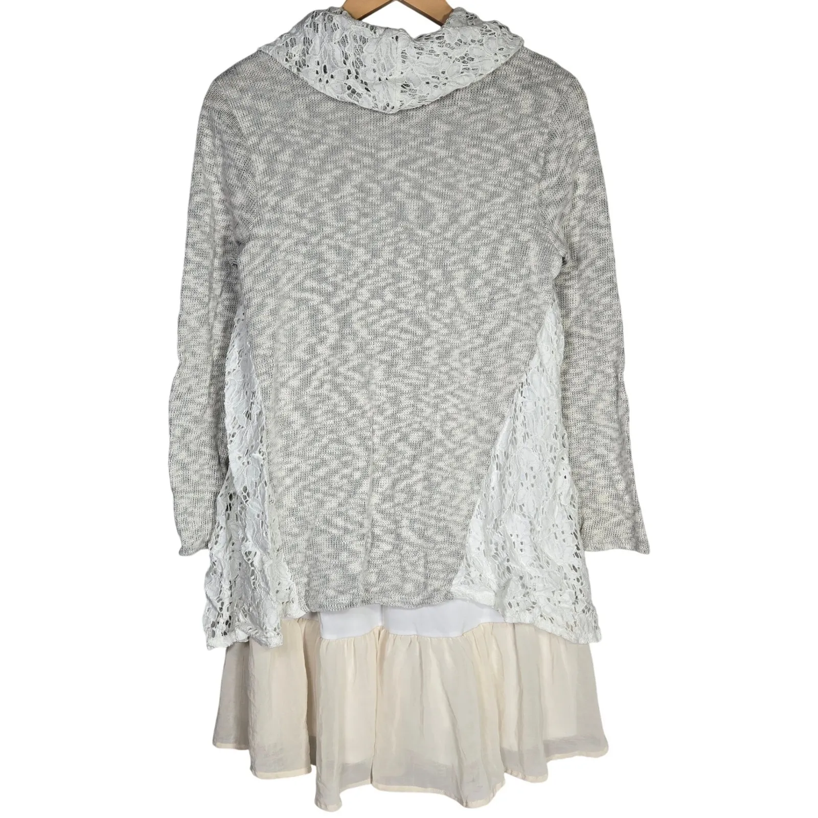 Altar'd‎ State Gray White Lace Cowl Neck Tunic Dress Layered Size M - Image 2