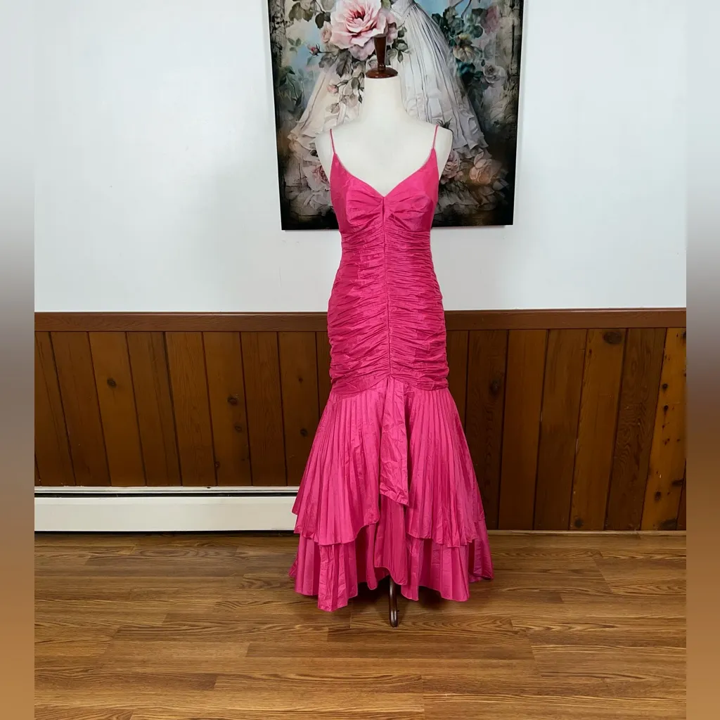 Pretty Vintage Y2K Xcite Pleated Taffeta Prom Gown! Pink Size 6 - Image 4