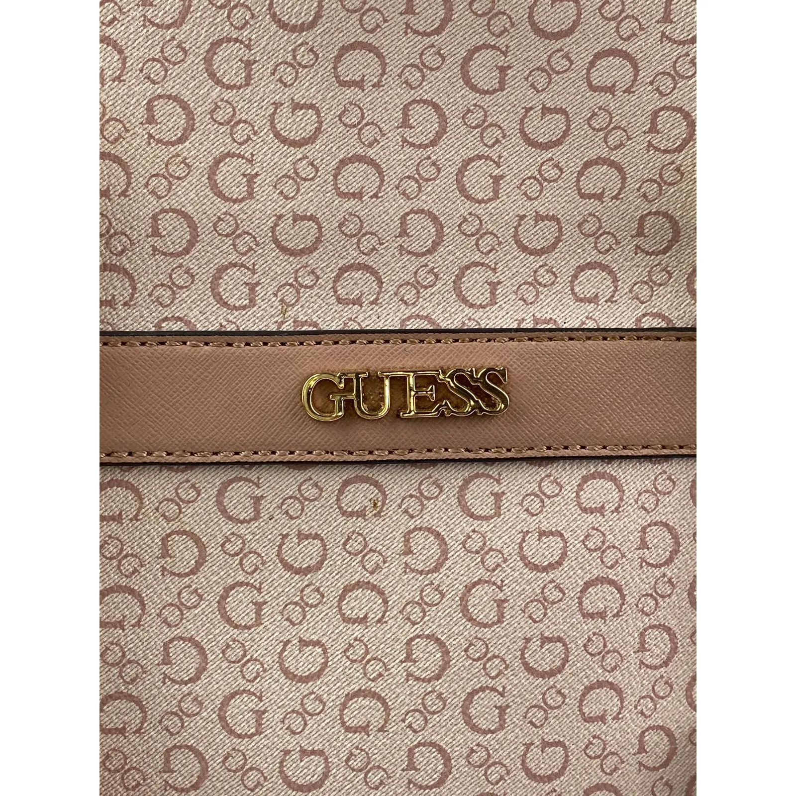 Guess Culkin Women's Beige Logo Monochrome Leather Shoulder Tote Bag Handbag OS - Image 8