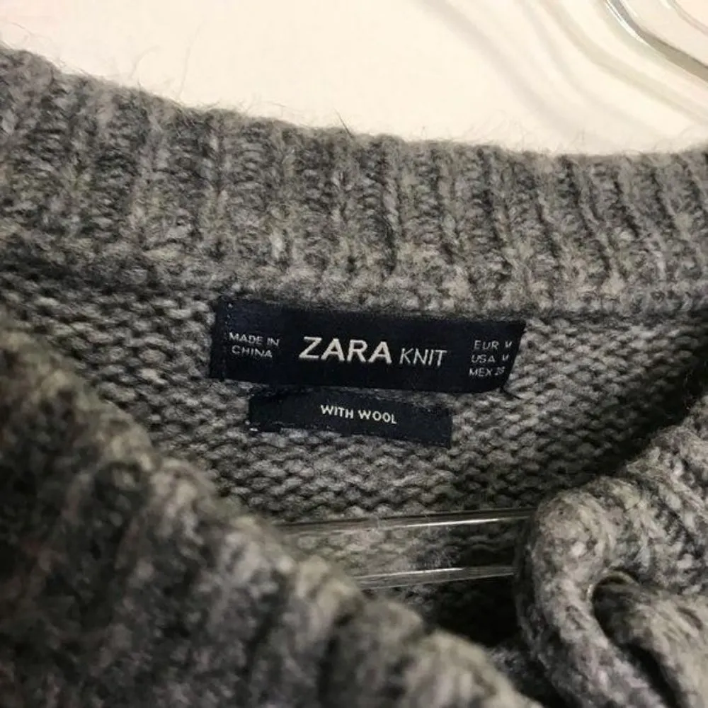 Zara Knit M Lace Up Wool Gray Sweater Size M - Image 5