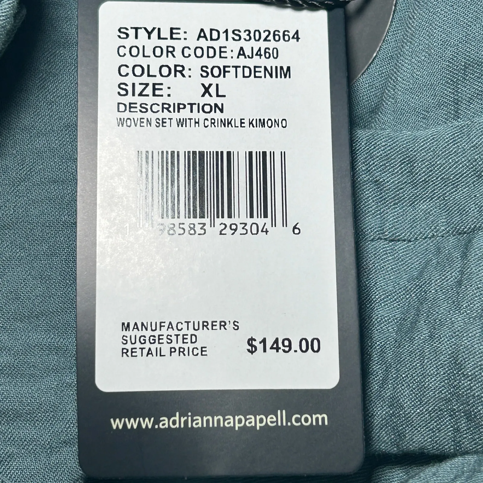 NWT Adrianna Papell XL Blue Woven Crinkle Kimono Pant Set‎ High Rise Lounge Set - Image 4