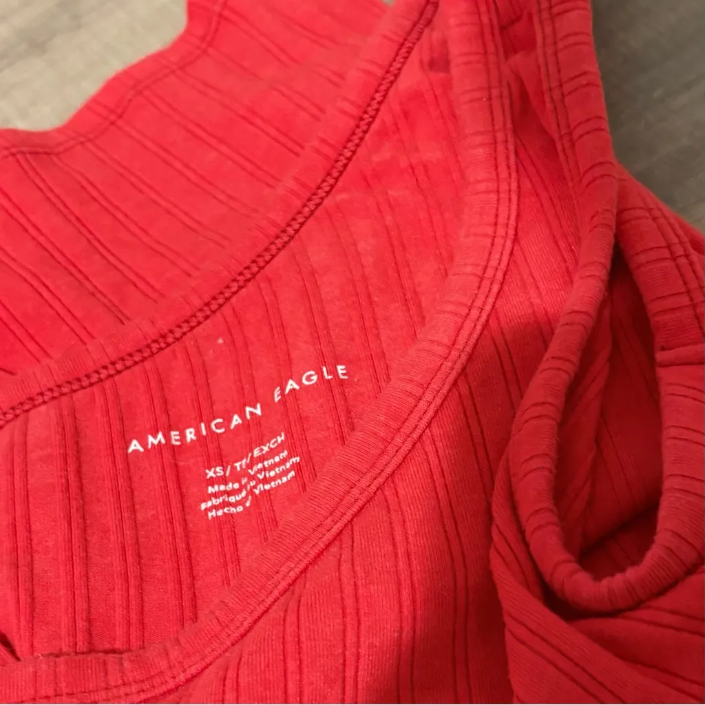 American Eagle Womens‎ One Shoulder Tank Ribbed Red Size XS - Image 3