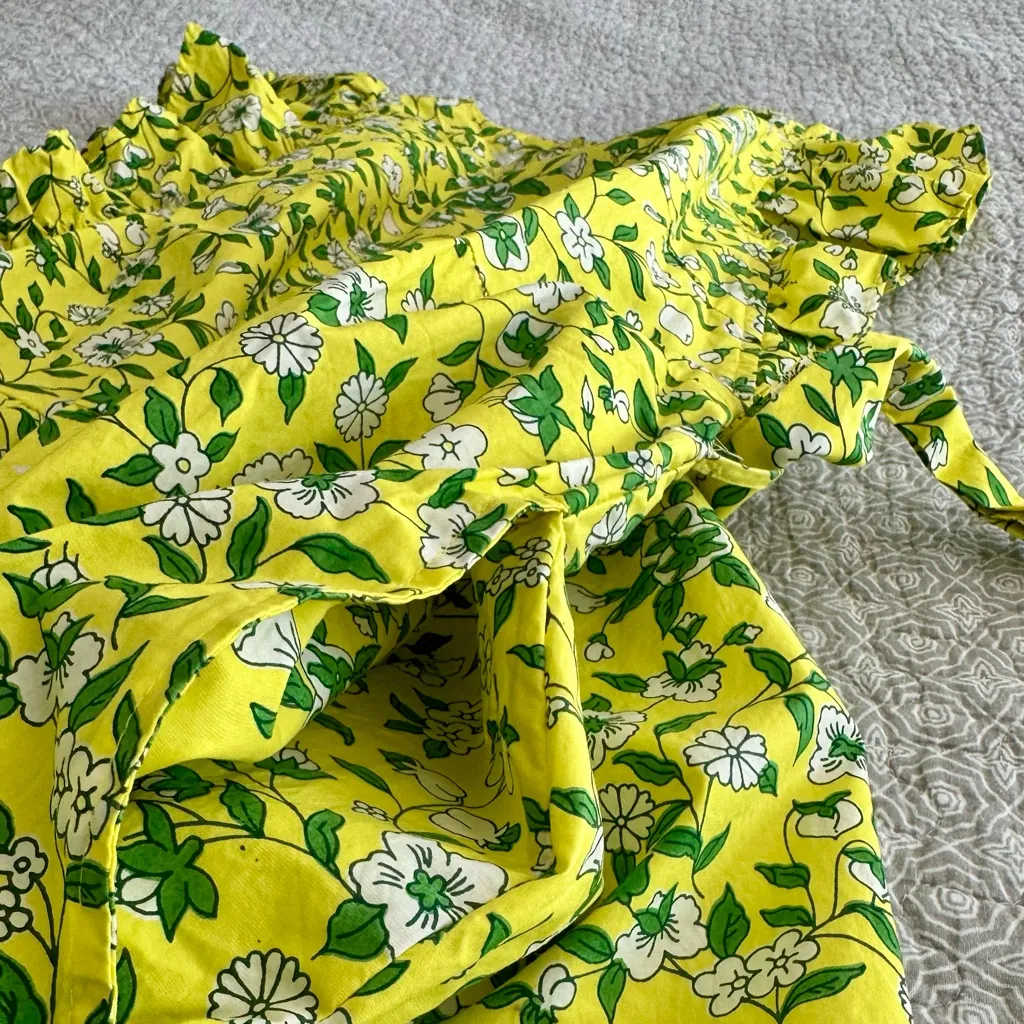 BANJANAN Audrey Mini Dress Spring Aurora Floral Print Yellow Green Size M Size M - Image 11