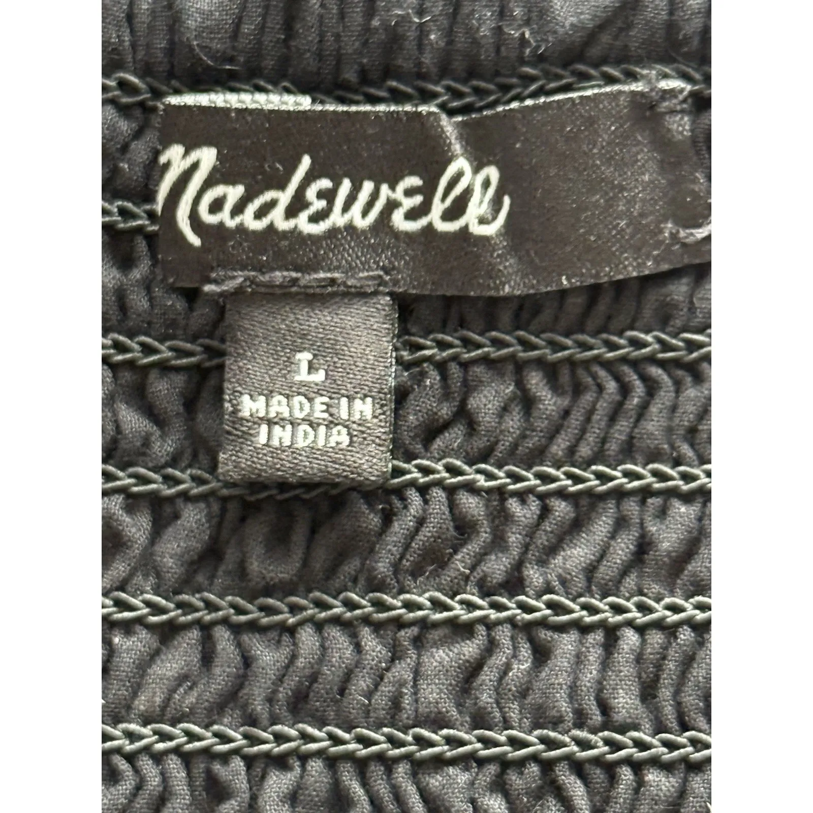 Madewell Lucie Elbow Dress Large Black White Floral Smocked Puff Sleeve - Image 4