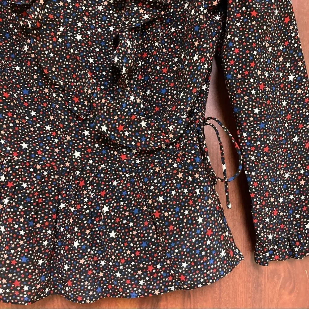 MADEWELL Silk Ruffle-Hem Wrap Top in Starry Night Size Extra Small - Image 6