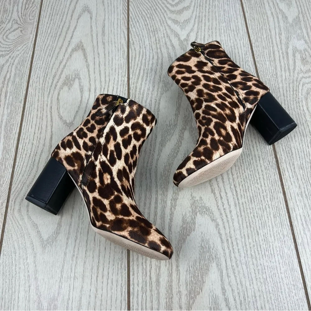 Tory Burch Brooke Leopard Calf Hair Ankle Heeled Booties 5 Brown/Tan/Black $398 - Image 5