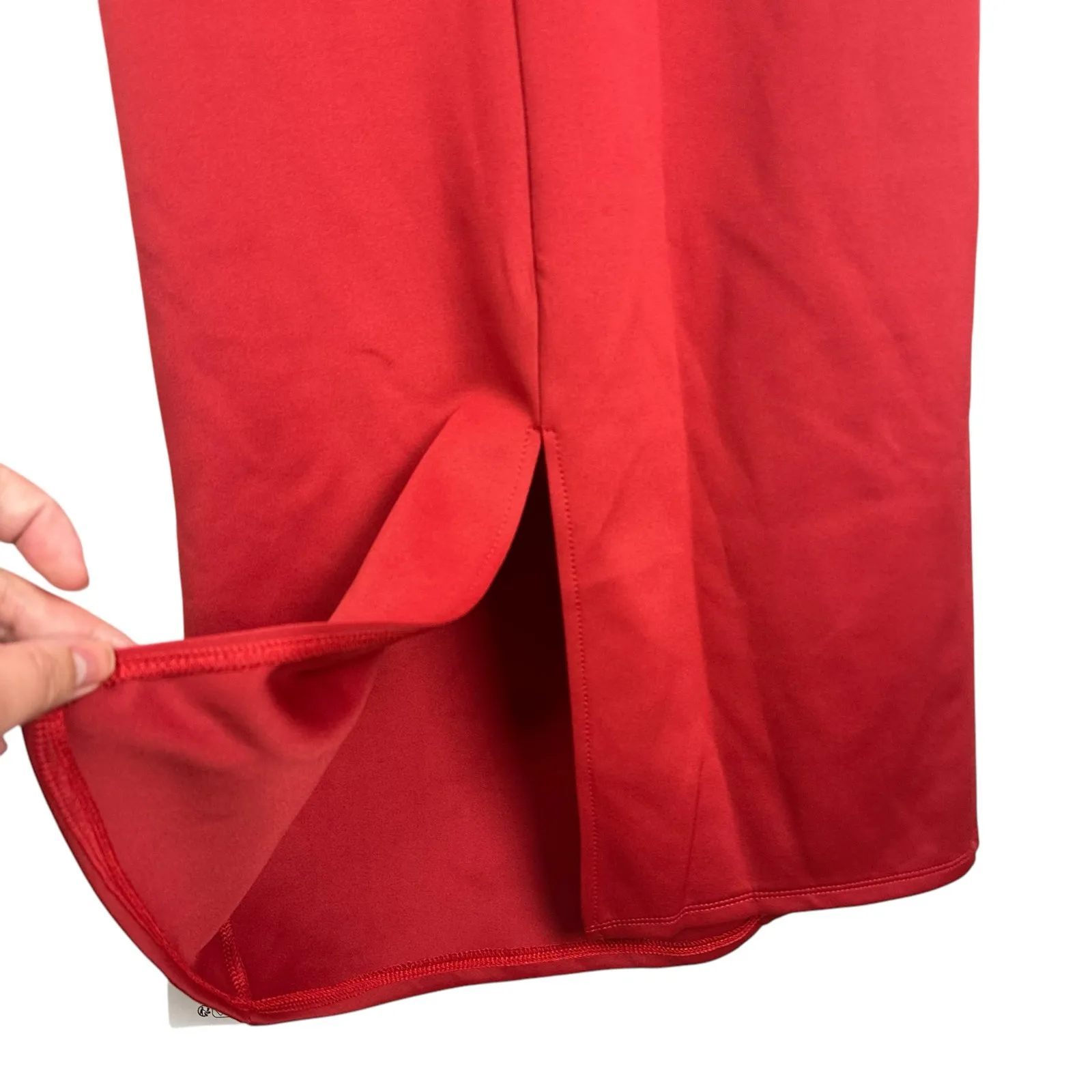 ASOS Asymmetric High-neck Minimalist Midi Cocktail Red Dress Sz 12 NWT - Image 9