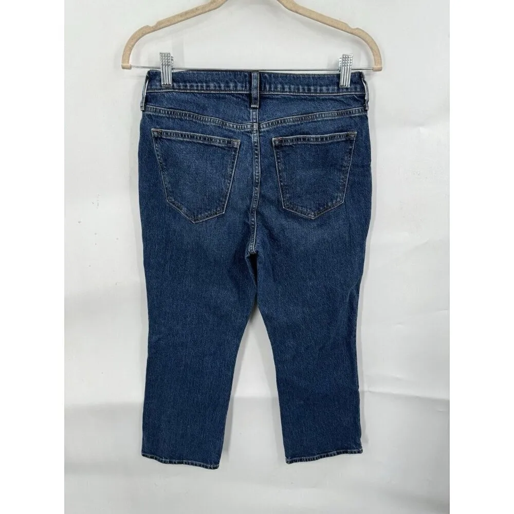 J. Crew Factory Jean Women 26P Blue Wash Mid‎ Rise Flare Crop Bohemian Preppy Size 26 - Image 2
