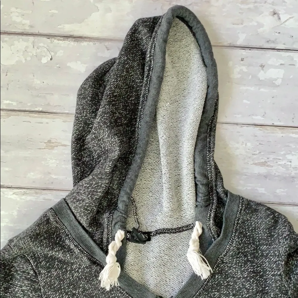 H&M Women’s L/G Gray Marled Sweatshirt Hoodie Lace Detail Size Large - Image 4
