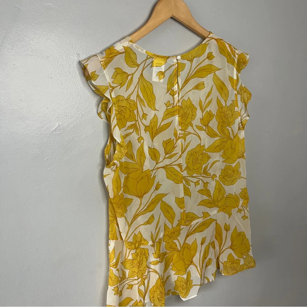 CAbi Yellow Floral Ruffle Blouse - Image 7