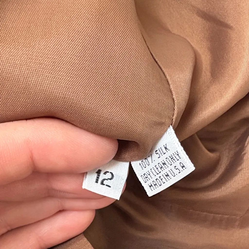 Steve Fabrikani Vintage NWT Color Block Long Sleeve Dress with Gold Accents Tan Size 12 - Image 11