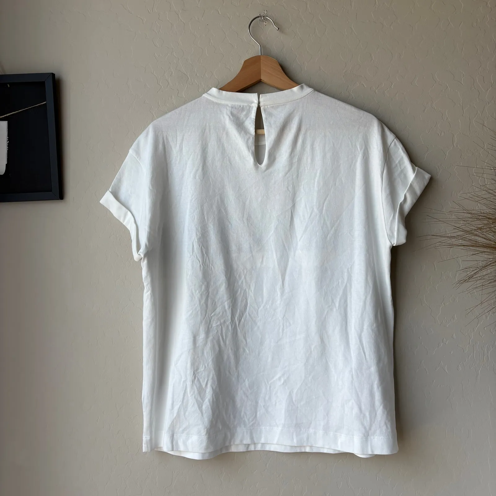 Brunello Cucinelli White Stripe Patterned Crewneck Short Sleeve T-Shirt Size M - Image 6