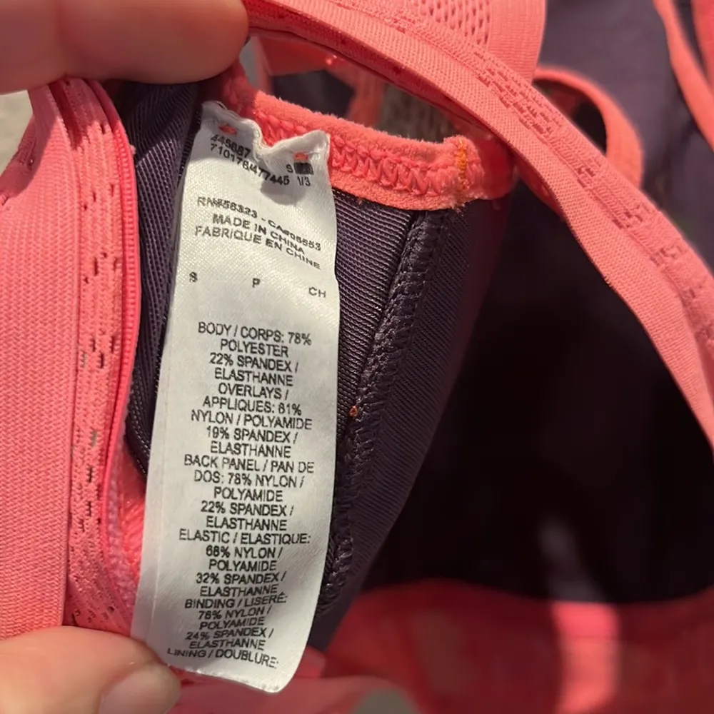 Nike Swoosh Luxe Medium Support Sports Bra DriFit Coral and Gray Size Small - Image 5