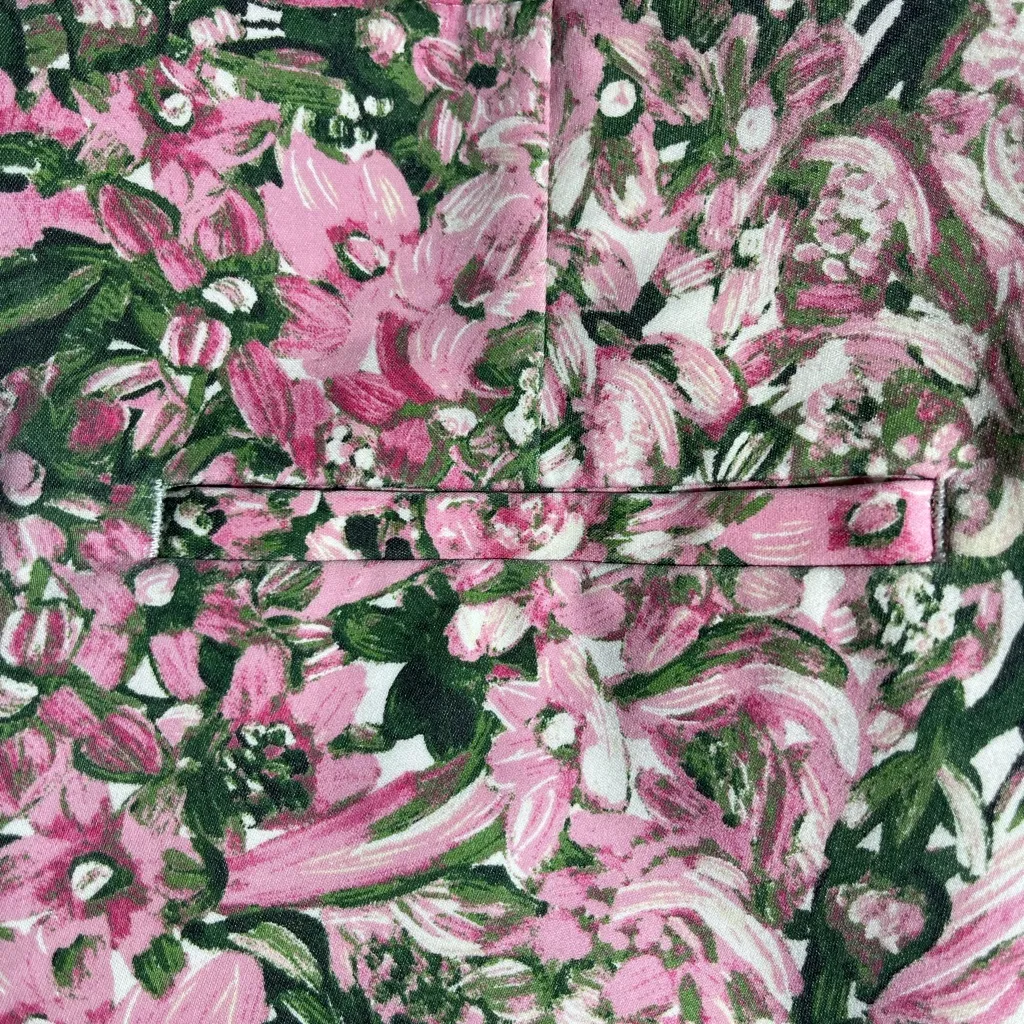 H & M Watercolor Floral Pink and Green Ankle Lightweight Pants Sz 8 - Image 12