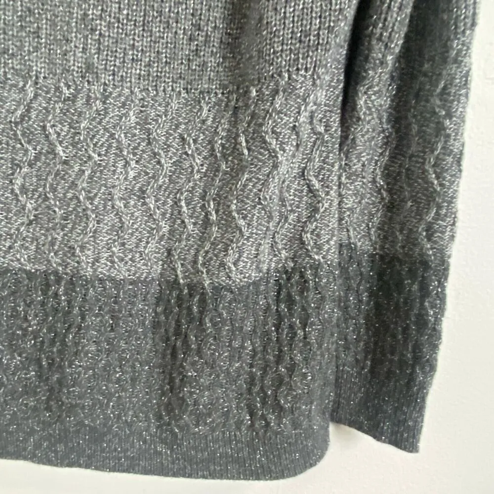 Soho NY & Co Jeans Sweater Charcoal Melange Off Shoulder Tie Back Women's Size M - Image 5