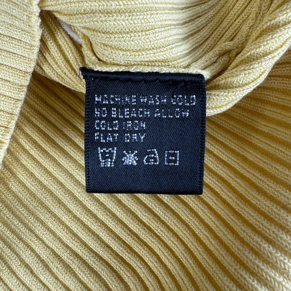 August Silk Butter Yellow Ribbed Square Neck Cap Sleeve Knit Top Size Large - Image 6