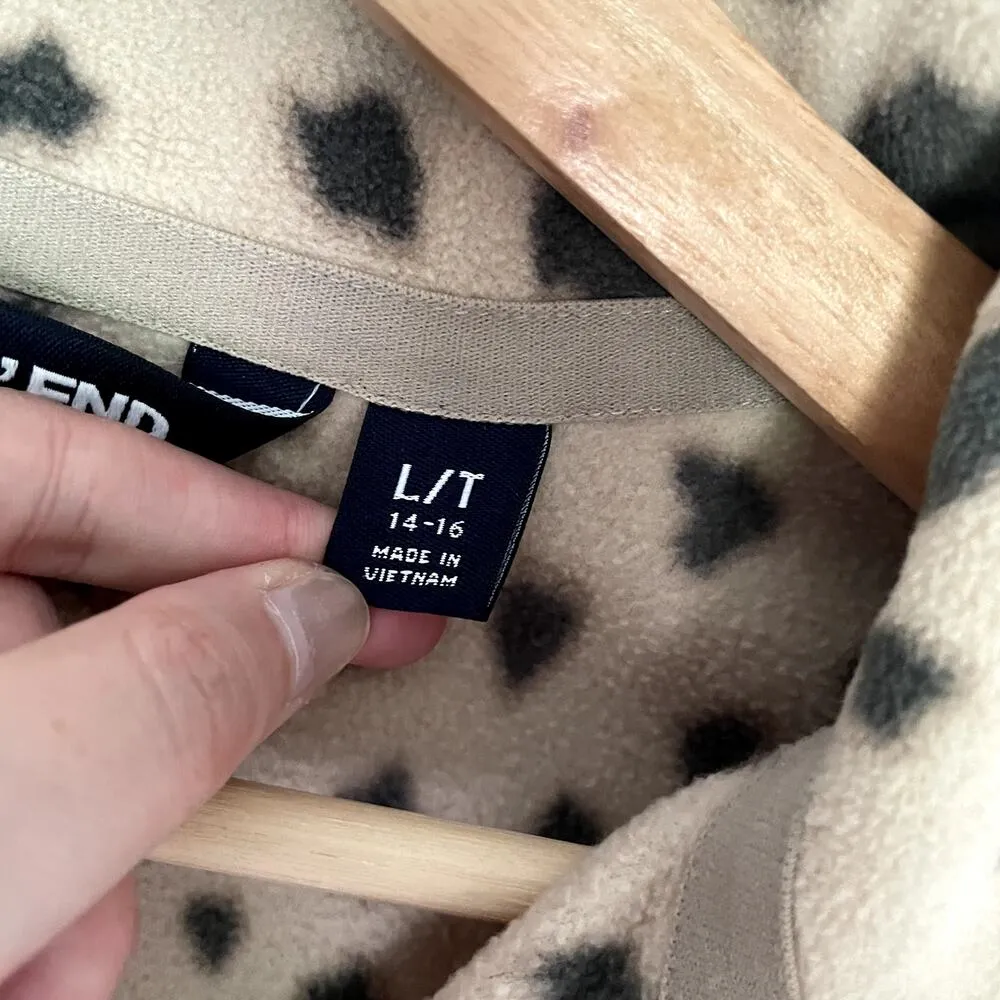 Lands' End Cheetah print tan black women's size L T quarter zip sweater fleece - Image 4