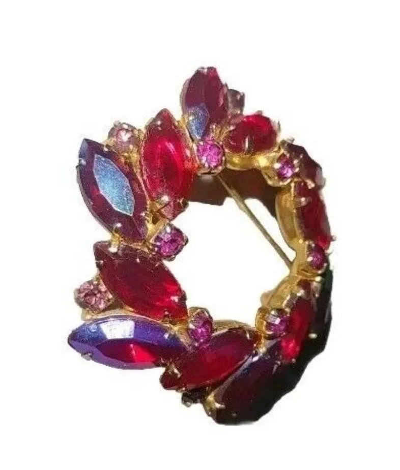 Juliana D&E Brooch Red Marquise Cut Rhinestones Vintage - Image 3
