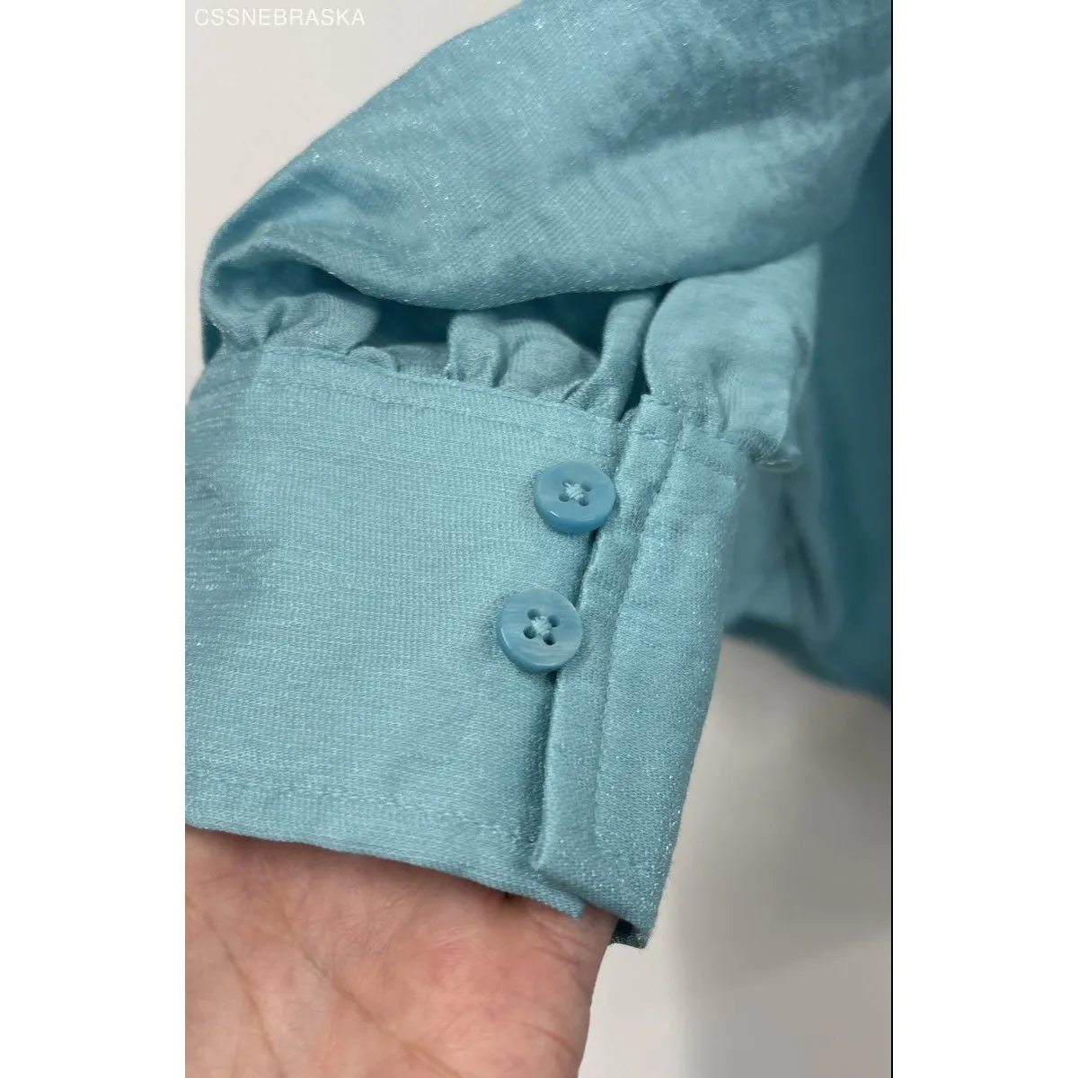 Chicos Womens Blue Classic Collared Dobby Shirt - Image 3