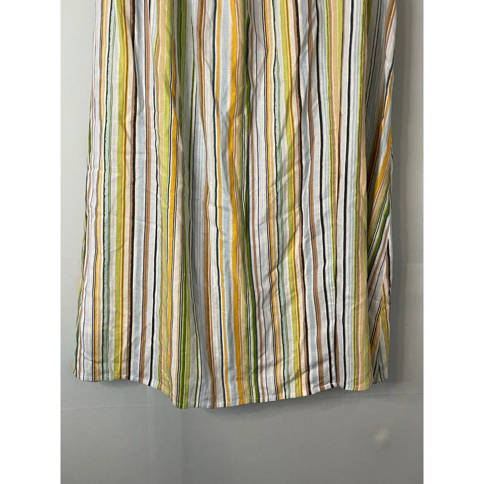 Lauren Conrad Striped Maxi Skirt Tie Waist Smocked Elastic Gauze Linen Blend S - Image 3
