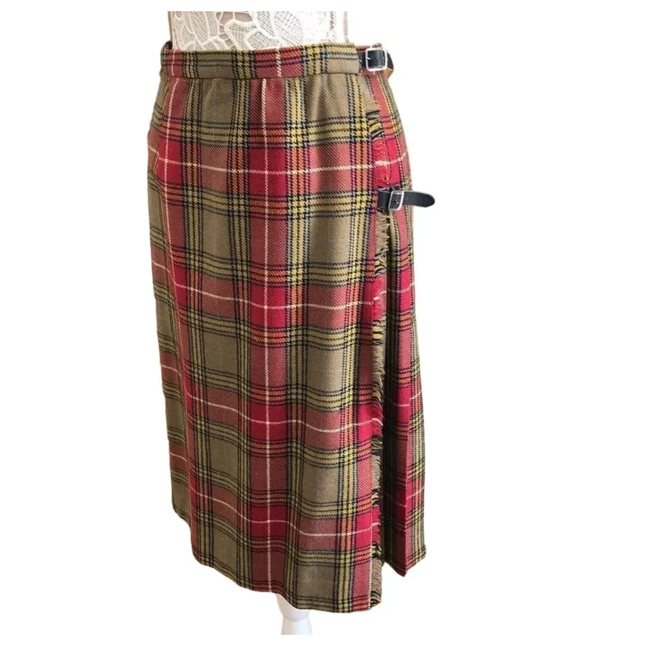 Vintage 1980s–1990s Moffat Weavers Scottish Plaid Wool Kilt Skirt Size M Red Size M - Image 2