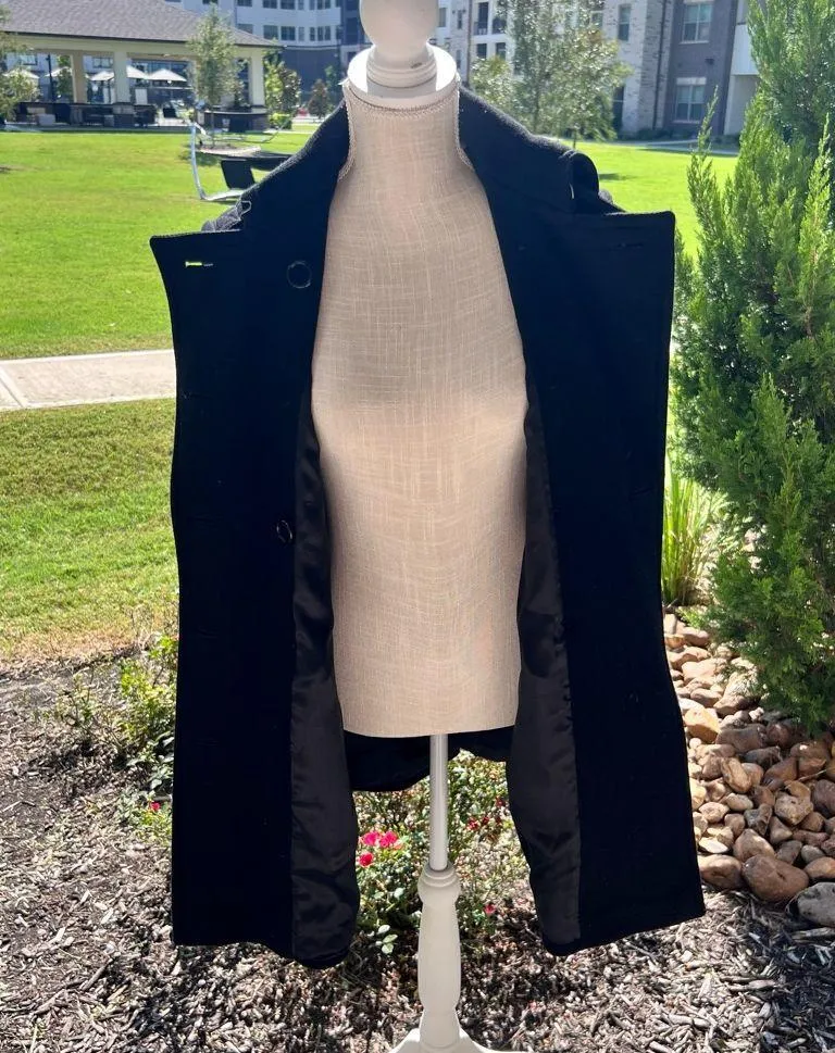 Burberry Brit Wool and Cashmere Black Trench Belted Coat - Image 7