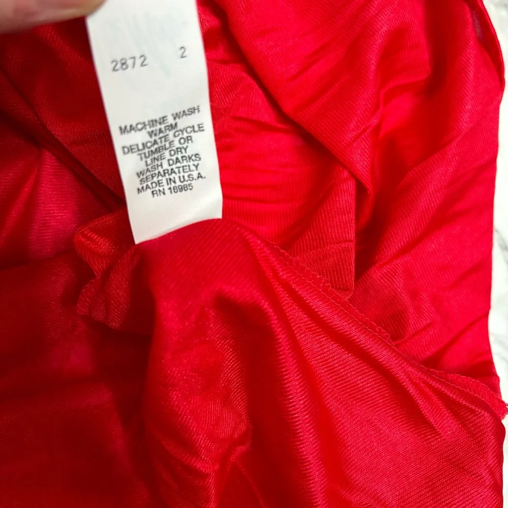 Val Mode True Vintage Sheer Lace Panel lingerie slip dress night gown NWT Large Red - Image 7