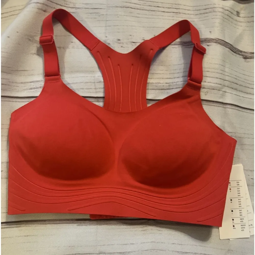 All In Motion High Support Embossed Racerback Sports Bra Coral Red Women's XS - Image 4