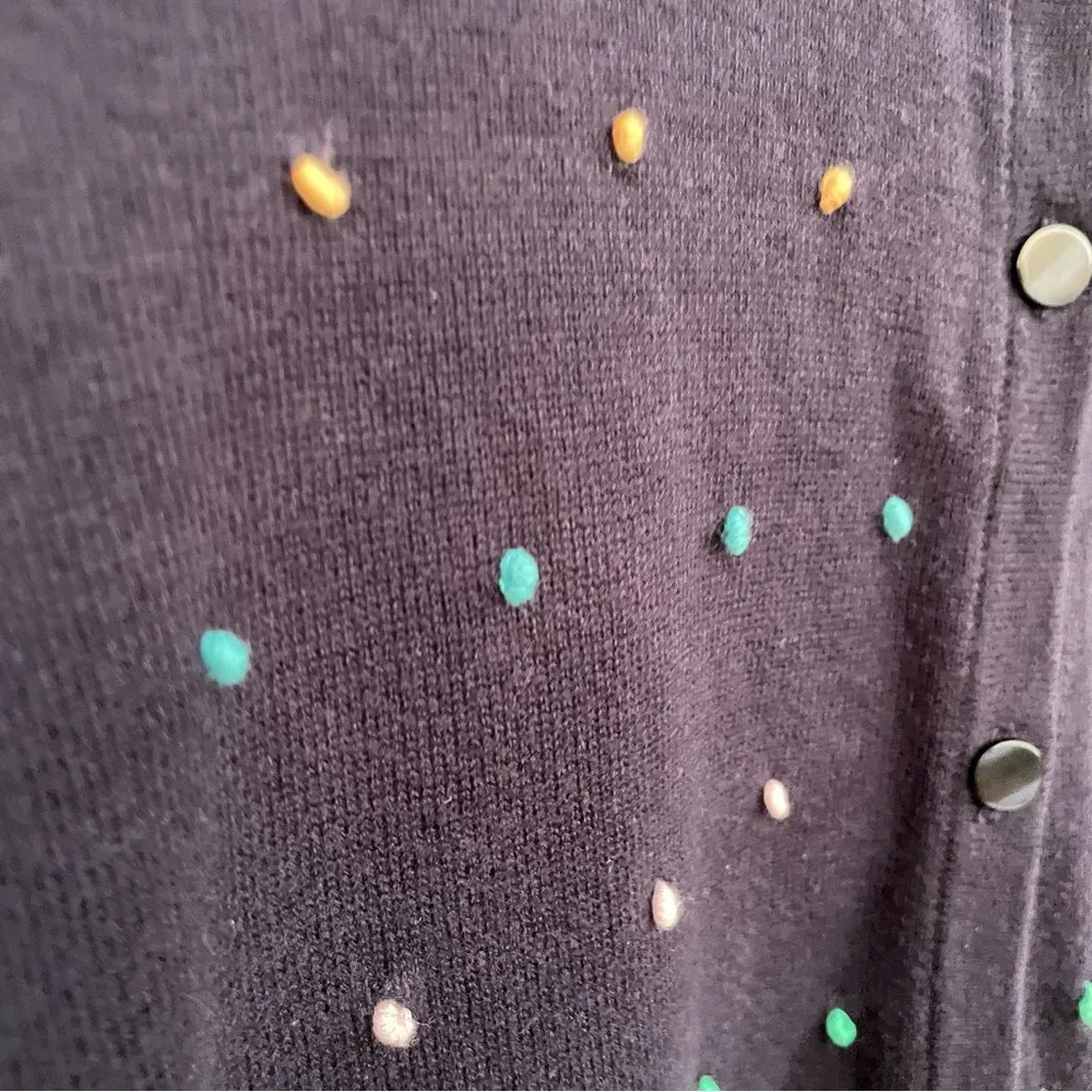 Talbots Womens Sweater Cardigan Button Front Blue Multicolor Knot Dot Medium P - Image 8