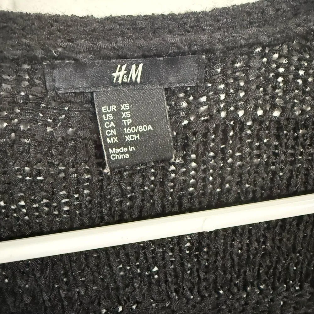 H&M Black Cardigan Sweater Open‎ Front Long Sleeves - Image 3