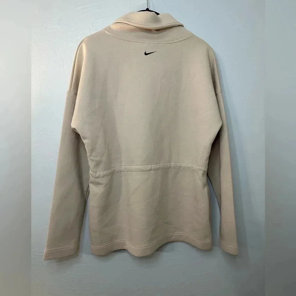 Nike Pullover Size Small Cream Drawstring Adjustable Swoosh Active - Image 2