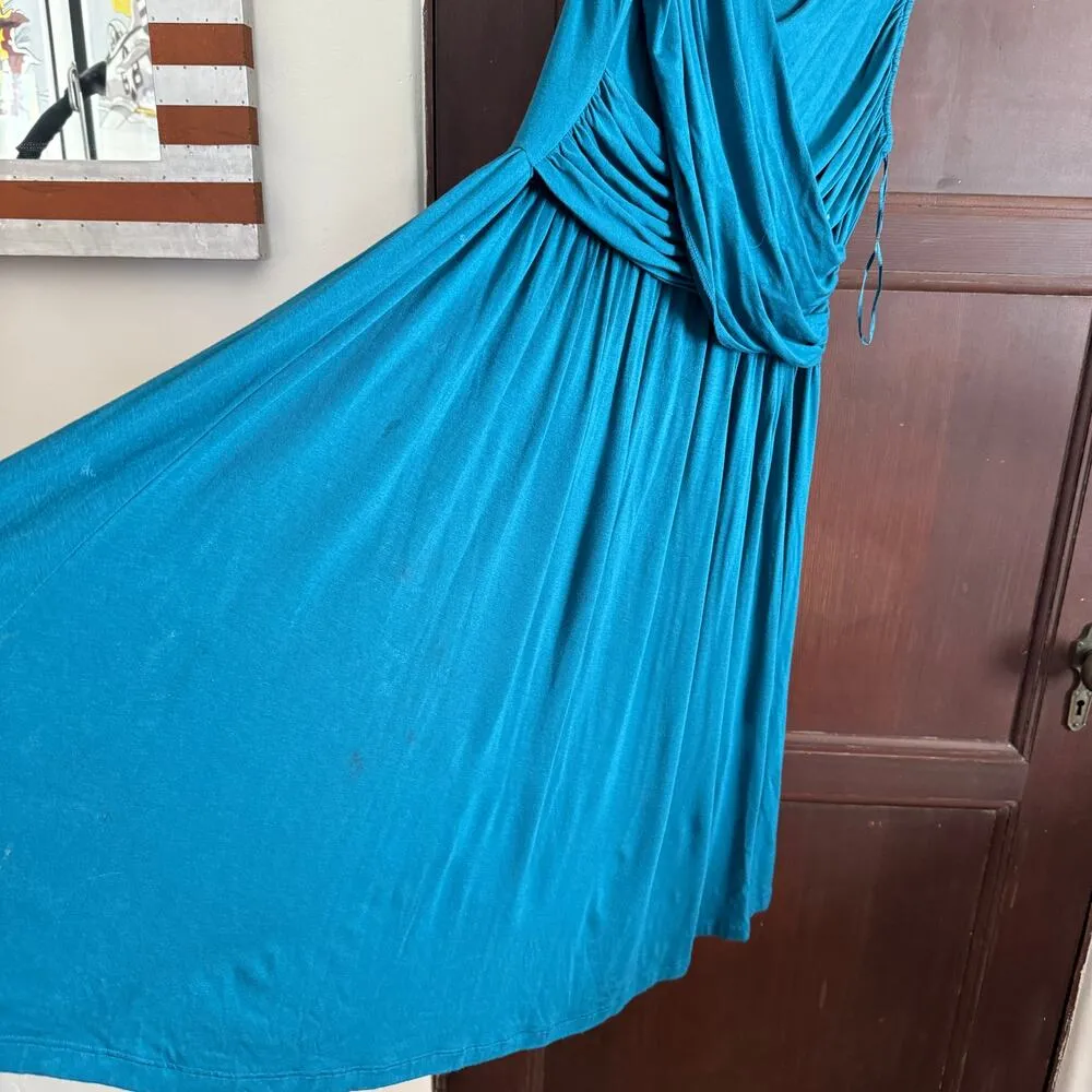 GIRLS FROM SAVOY Anthropologie Elementary Teal Blue Surplice Bodice Dress Medium - Image 5