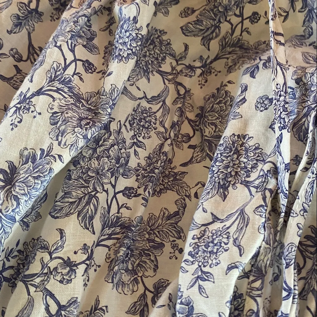 Cynthia Rowley Blue Floral Off-Shoulder Blouse - Image 4