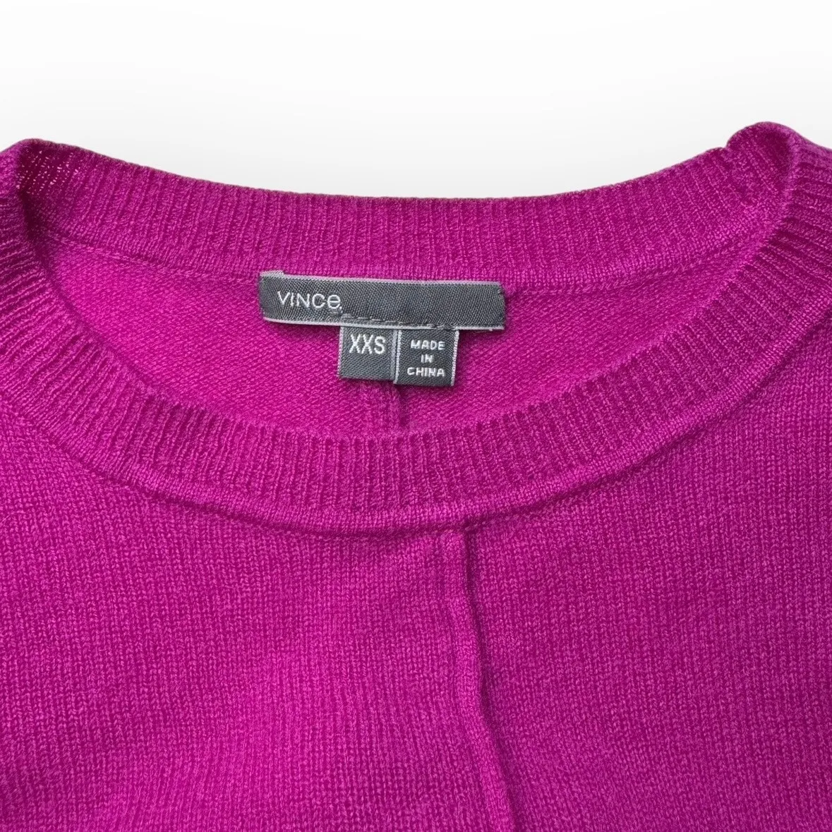 Vince Women’s Cashmere Sweater – Magenta Crew Neck Pullover Size XXS - Image 2
