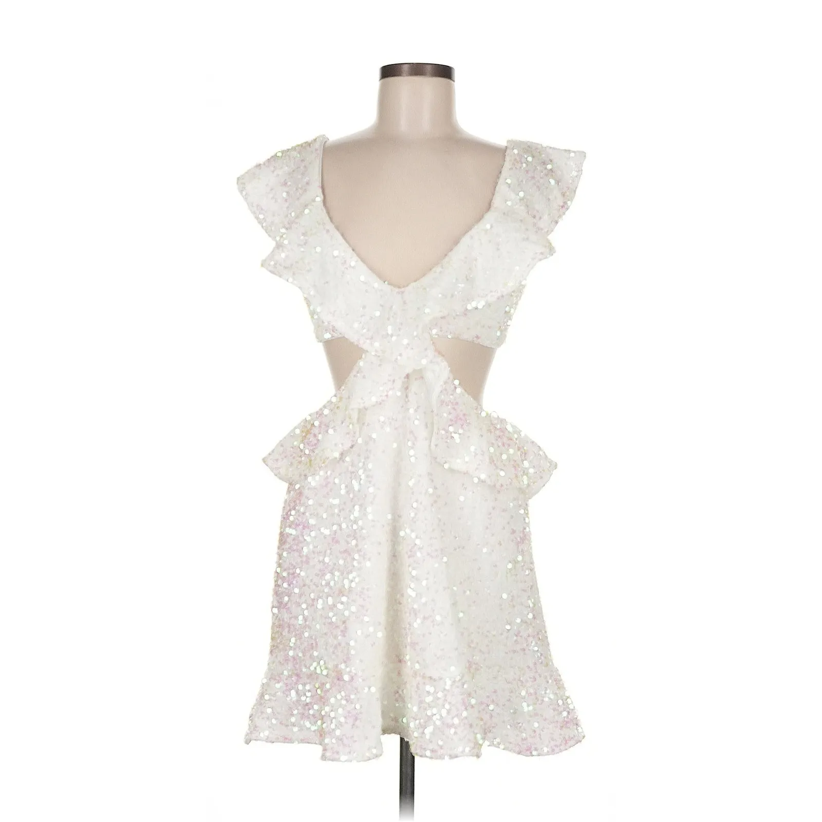 Show Me Your Mumu Zoey Mini Dress in White Iridescent Sequins M NWT - Image 9