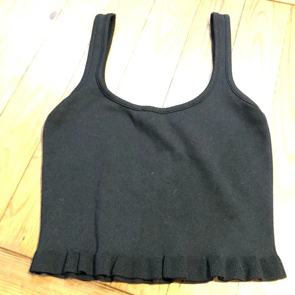 Zara Ruffle Black Knit Tank Top L - Image 4