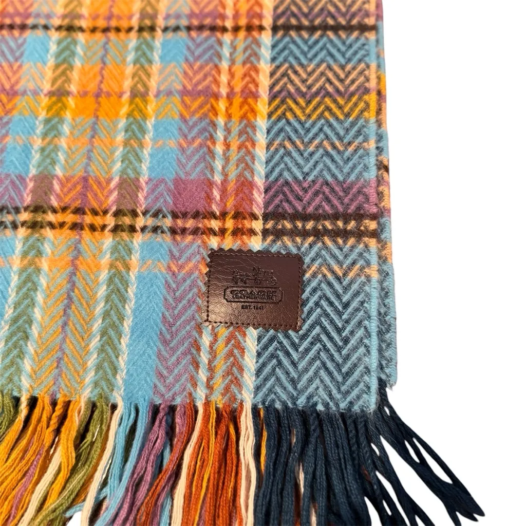 Coach Multicolor Plaid Soft Wool Scarf - Image 2