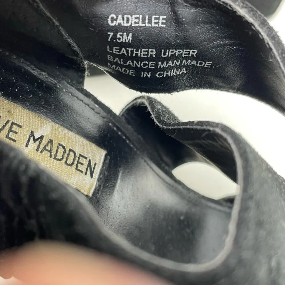 Steve Madden Chunky Block Heel Platform size 7.5 Black Strappy Boho Whimsigoth - Image 12