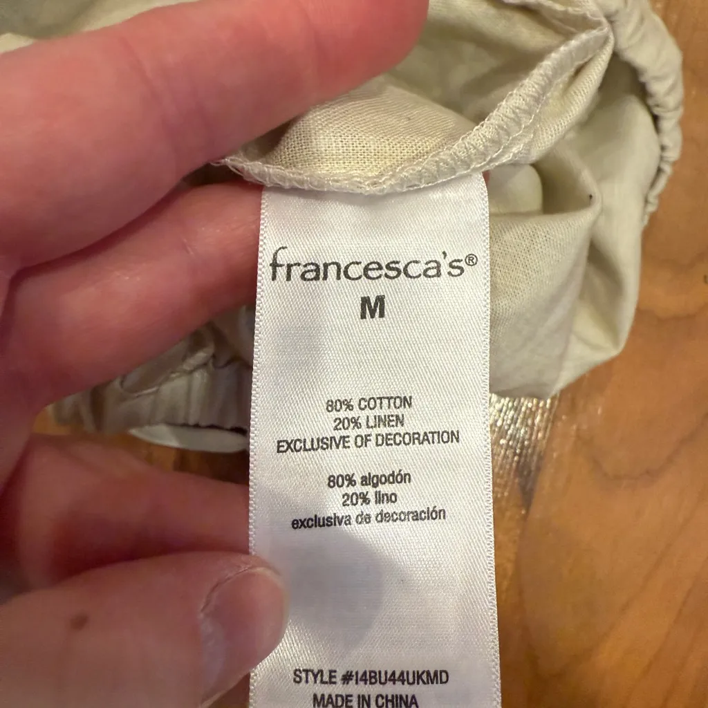 Blue rain x Francesca’s linen blend shirt with rickrack squiggle detail NWT‎ med - Image 4