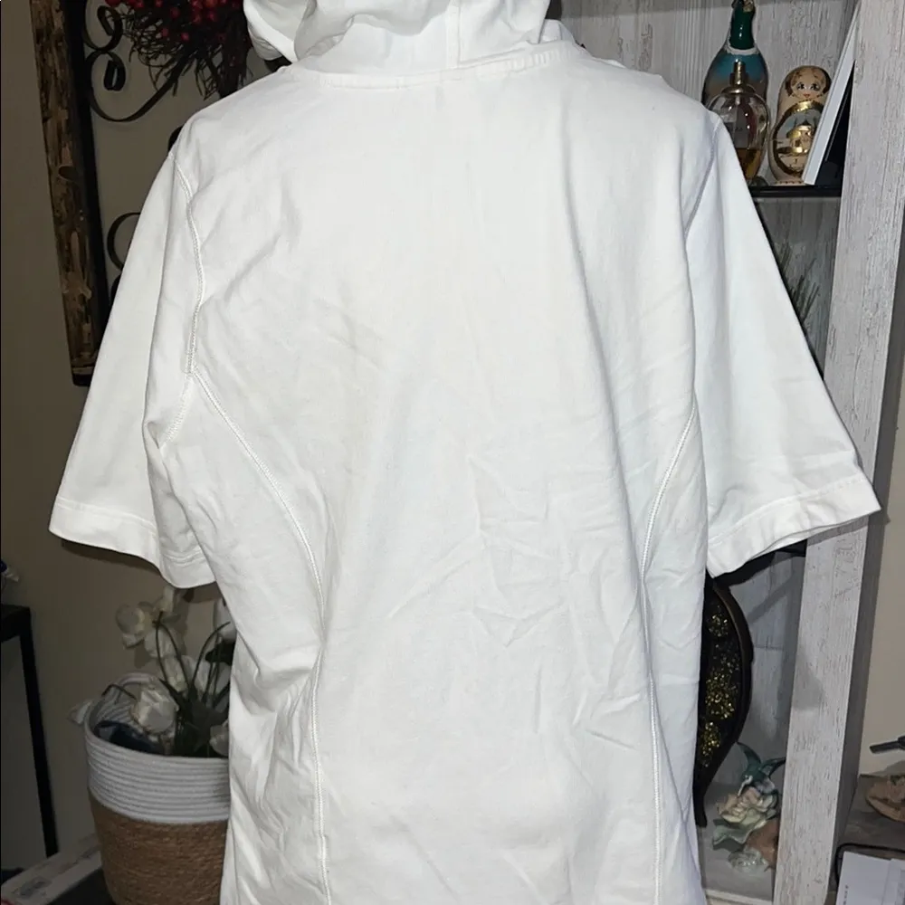 White 100% Cotton Swim Coverup with Three-Quarter Sleeves - Image 4