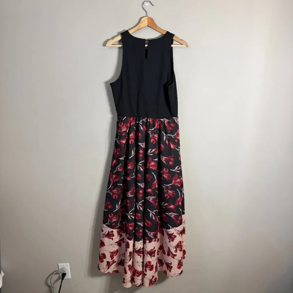 Hutch Floral Hi Low Maxi Dress Womens Large Black Formal Cocktail Party Designer - Image 4
