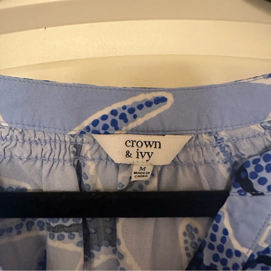 Crown & Ivy Blue and White Starfish Tunic- size M, coastal grandma, beach wear - Image 4