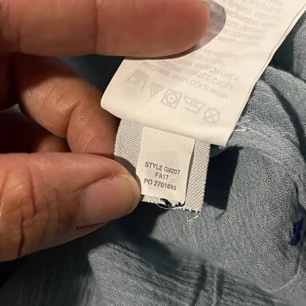 J. Crew Women's Blue Cotton Peasant Boho Tie Blouse Size 2 - Image 6