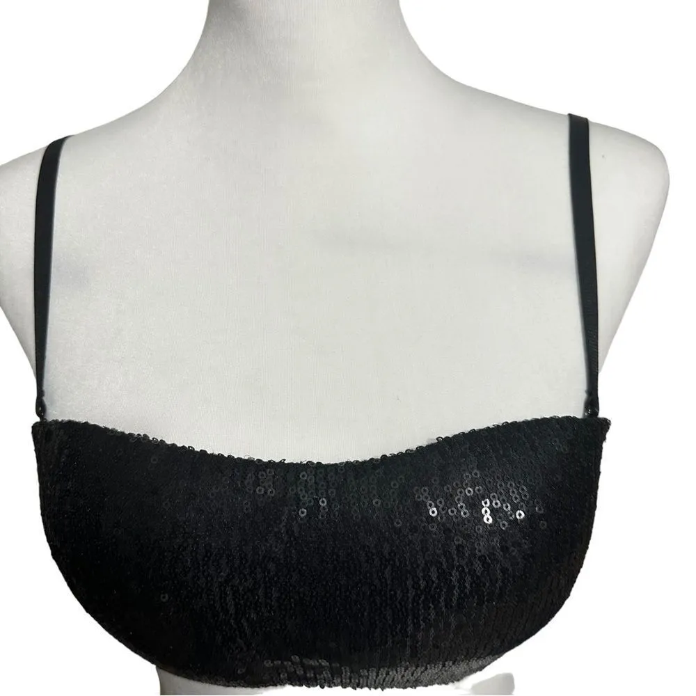 NWT Sexy Festive Sequin Black Halter Top - Image 6