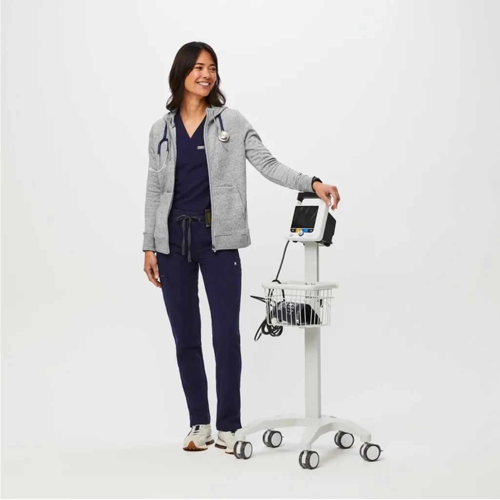 Figs on shift full zip hoodie size XS essential heather gray hoodie nurse wear - Image 8