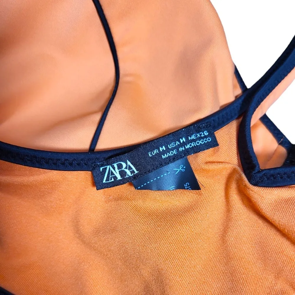 Swimwear Contrast Piping Bikini Zip Top in Neon Orange - Image 8